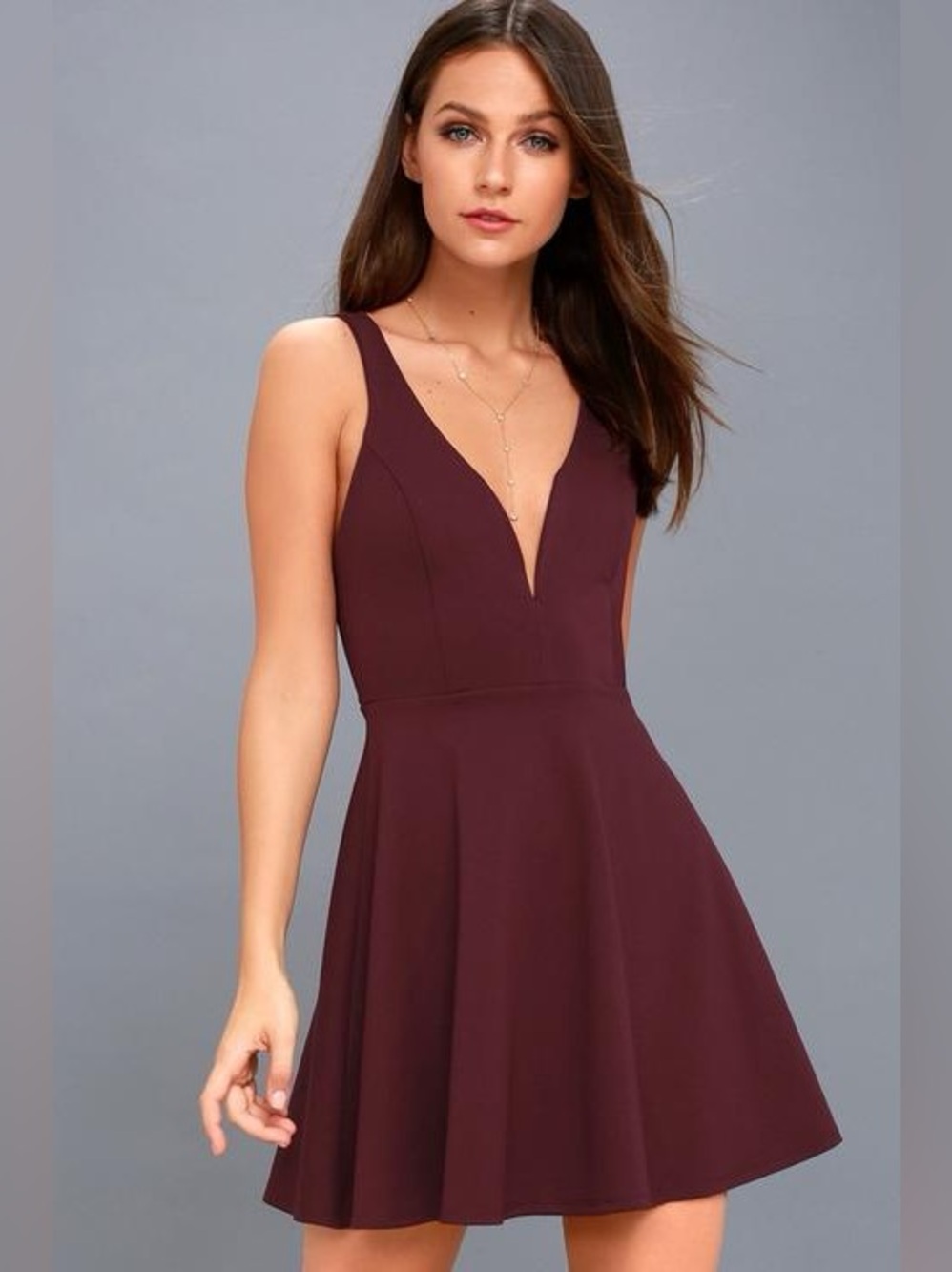 Lulus love galore burgundy skater dress